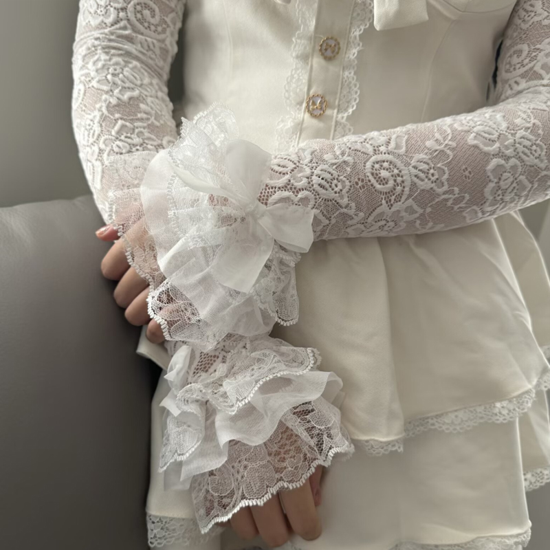 Hollow Out Lace Long Arm Sleev - Fingerless Glove Knit reseña y precio