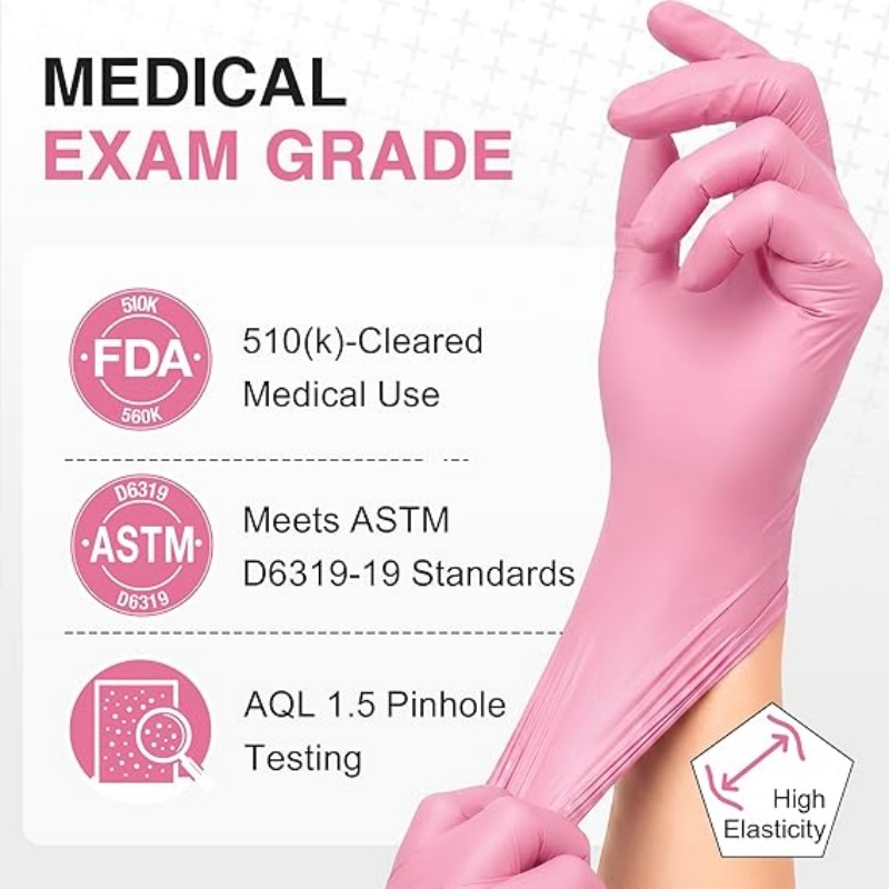 Pink Nitrile Disposable Gloves - Latex Disposable Glove reseña y precio