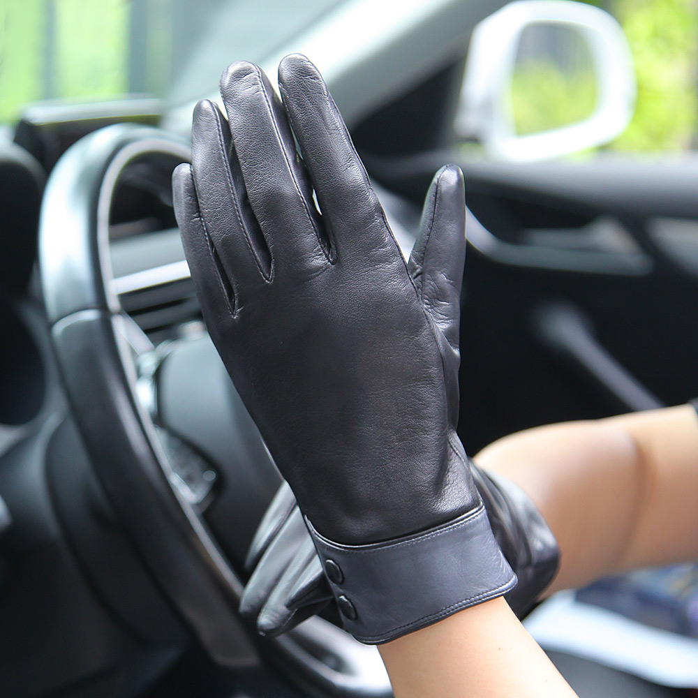 Fashion Black Real Leather Glo - Wool Glove Lined reseña y precio