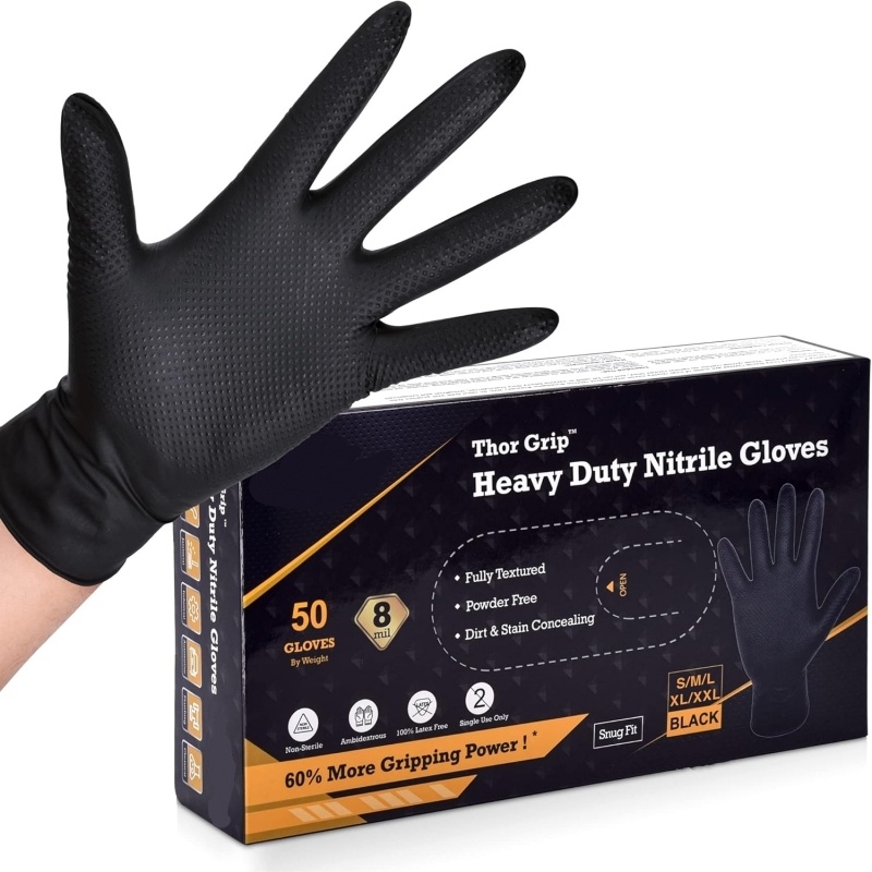 Heavy Duty Black Nitrile Glove - Nitrile Mechanic Glove reseña y precio