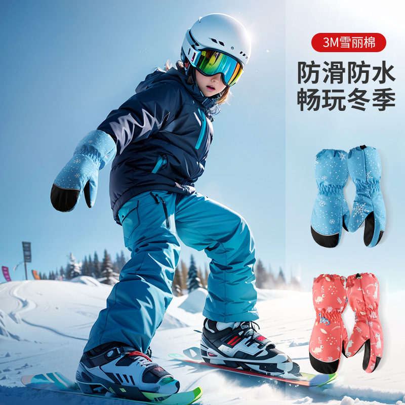 Kids Ski Gloves Winter Warm Wa - Ski Glove Waterproof reseña y precio