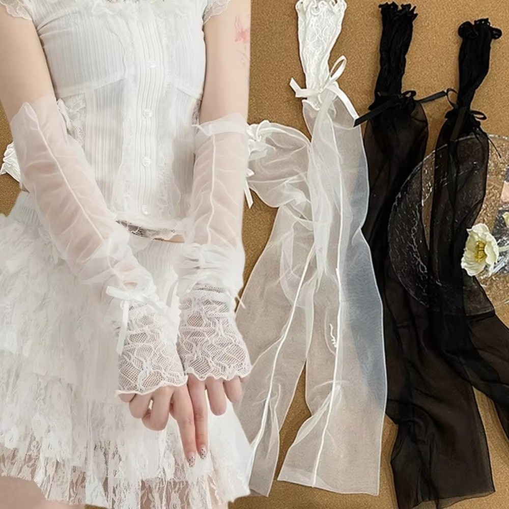Harajuku Lace Ruffle Mesh Glov - Fingerless Glove Knit reseña y precio