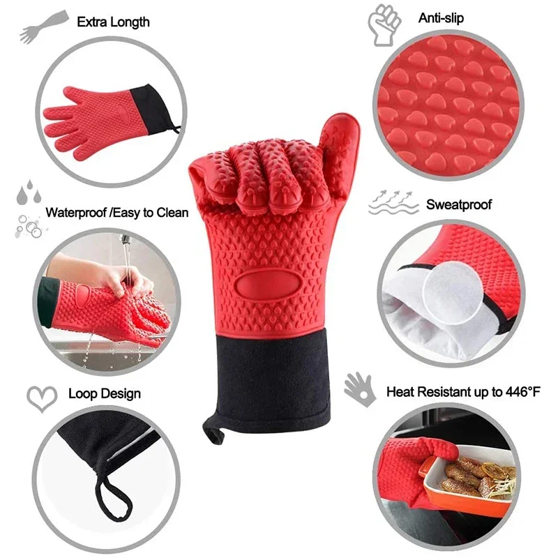 1/2Pcs Anti-Scald Silicone Ove - Oven Mitt Silicone reseña y precio