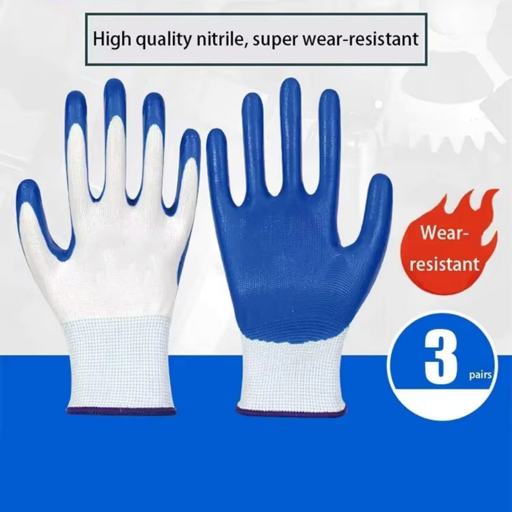 3 Pairs Of Non-slip Wear-resis - Nitrile Mechanic Glove reseña y precio