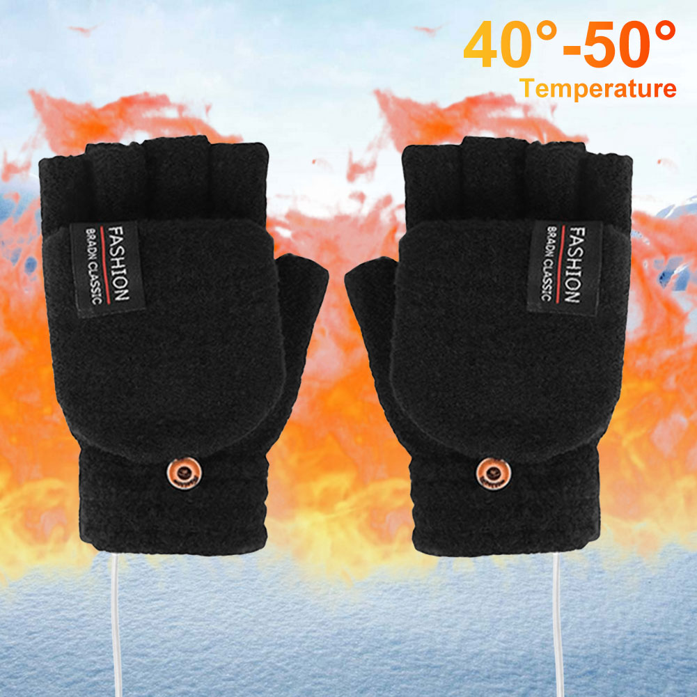 USB Electric Heated Gloves Adj - Fingerless Glove Knit reseña y precio