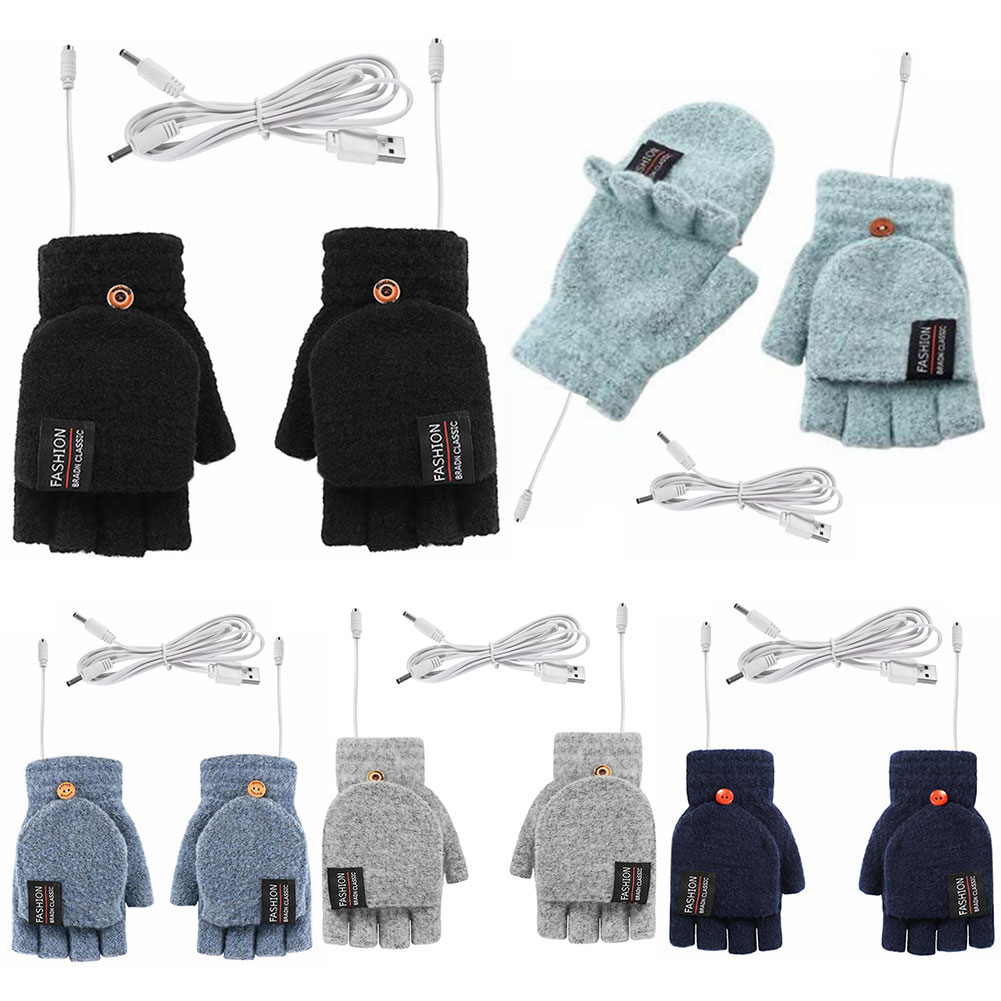 USB Electric Heated Gloves Adj - Fingerless Glove Knit reseña y precio