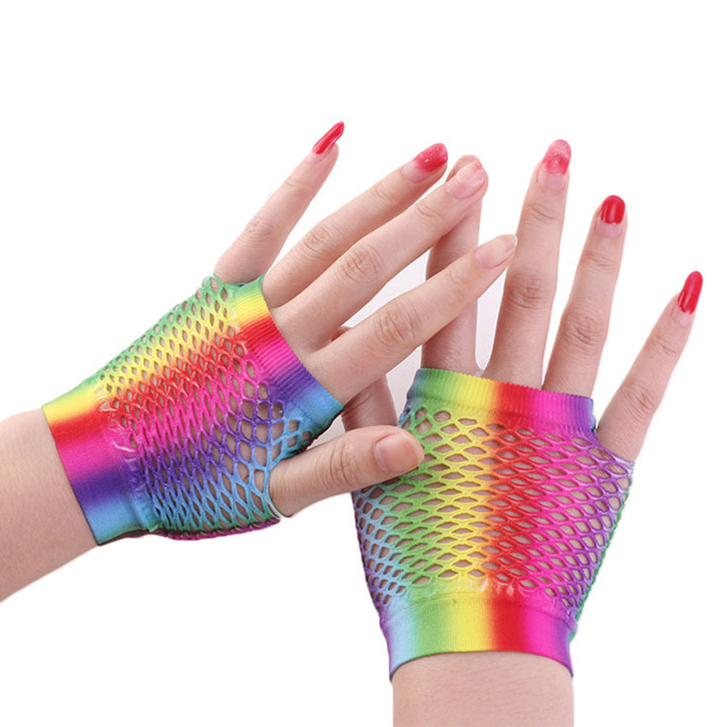 Ladies Sexy Rainbow Color Shor - Fingerless Glove Knit reseña y precio