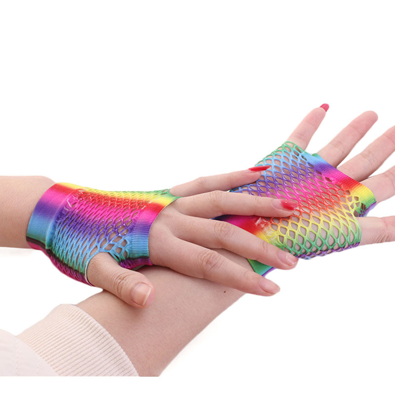 Ladies Sexy Rainbow Color Shor - Fingerless Glove Knit reseña y precio
