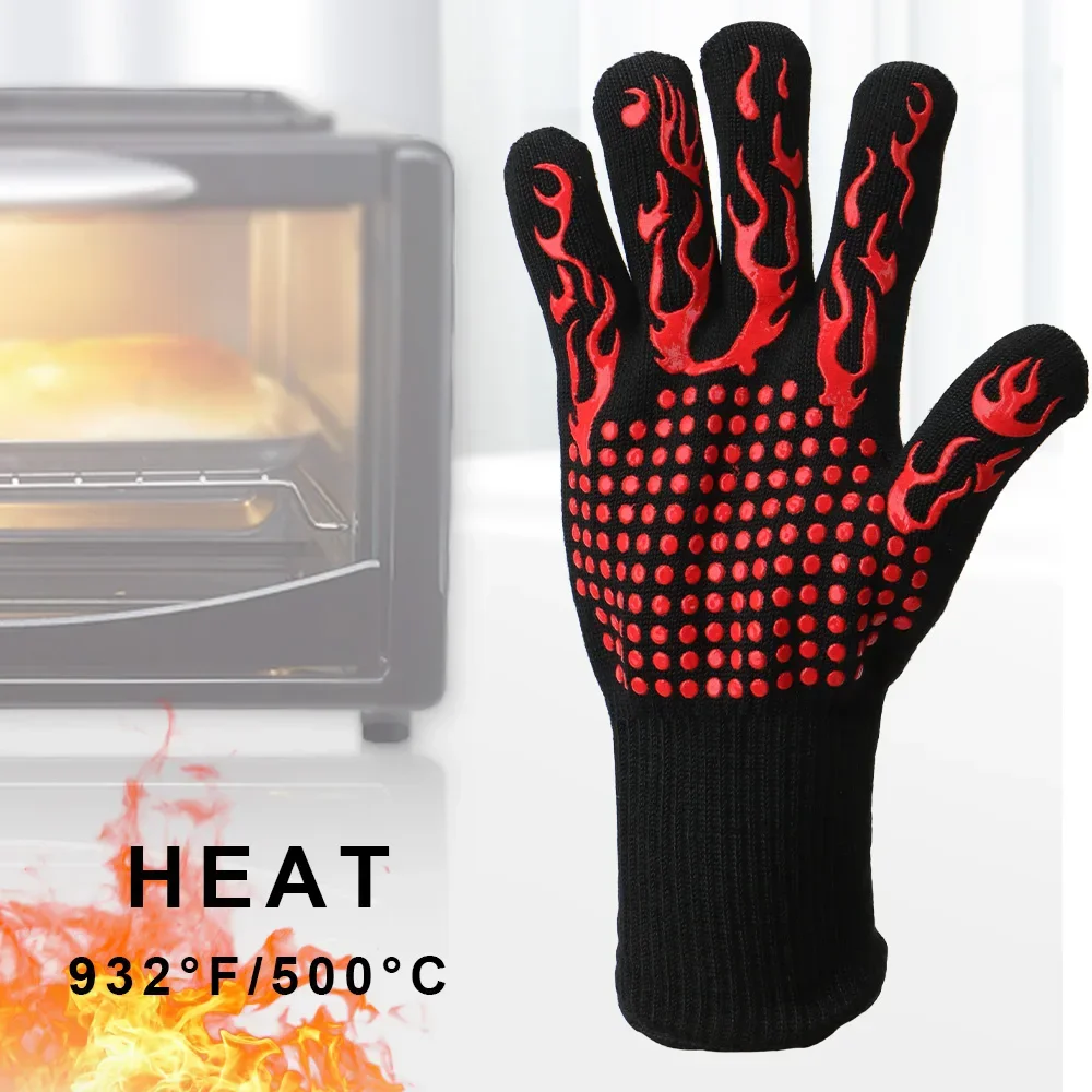 Flame Retardant Non-slip BBQ F - Oven Mitt Silicone reseña y precio