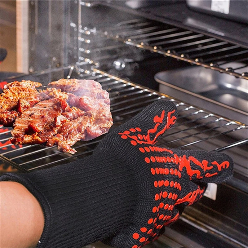 Flame Retardant Non-slip BBQ F - Oven Mitt Silicone reseña y precio
