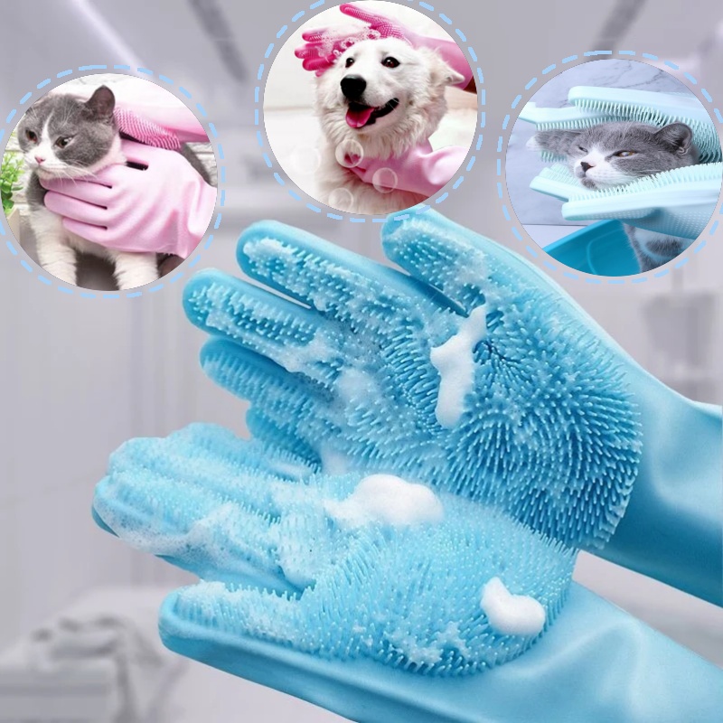 Pet Grooming Gloves for Dogs A - Rubber Glove Cleaning reseña y precio