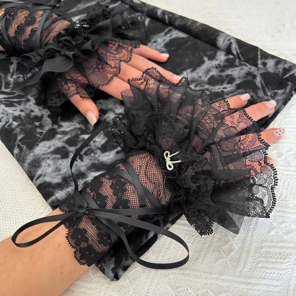 1Pair Black/White Fingerless G - Fingerless Glove Knit reseña y precio