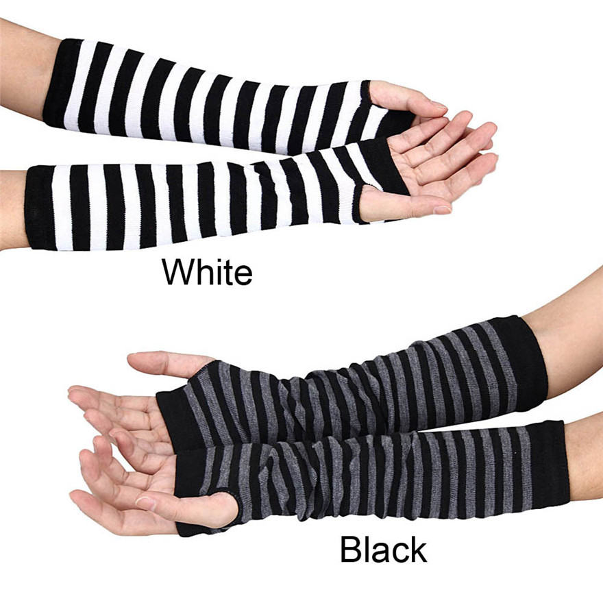 Women Long Sleeve Gothic Strip - Fingerless Glove Knit reseña y precio